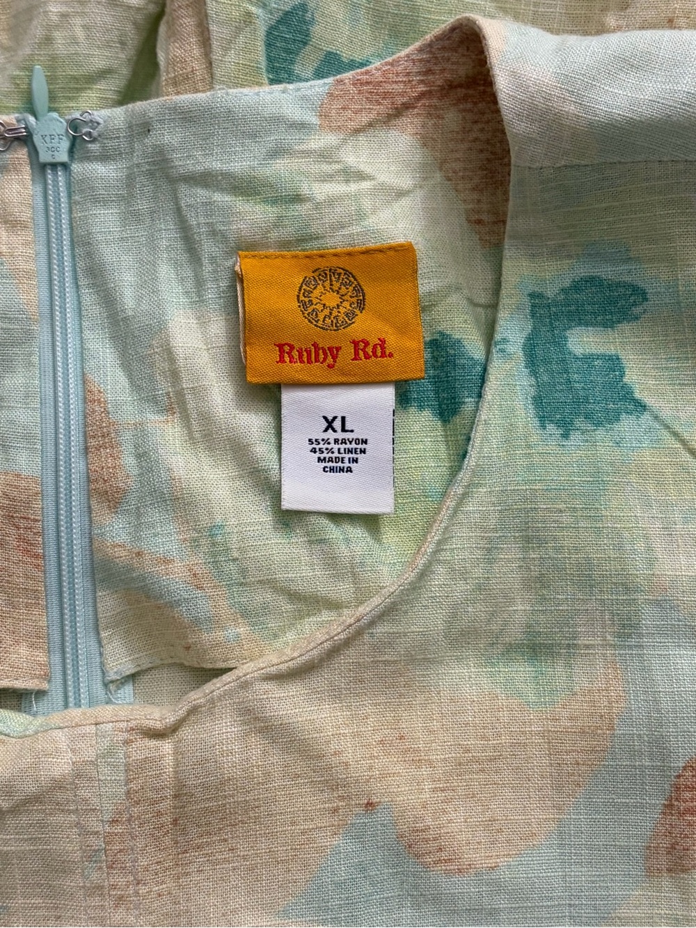 Ruby Rd. Pastel Floral Rayon-Linen Blend Dress - Picture 2 of 4
